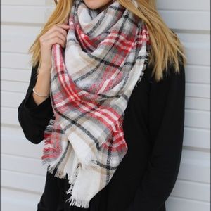 [RESERVED for Denise C] - Funky Monkey Blanket Scarf - Red Plaid